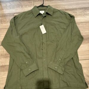 Olive Green Button-Up Shirt